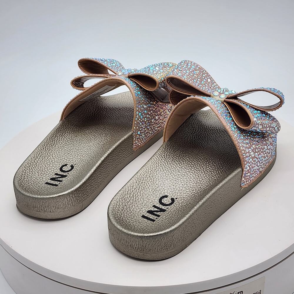 NEW - I.N.C. International Concepts Peymin76 AB Bow Rhinestone Slide Sandals 7 M - Picture 3 of 9